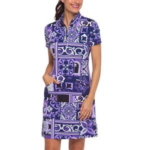 IBKUL Jacklin Mock Neck Short Sleeve Dress L XL